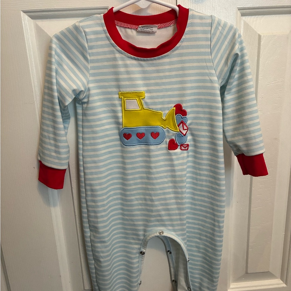 Striped Blue and Red Valentine’s Day outfit